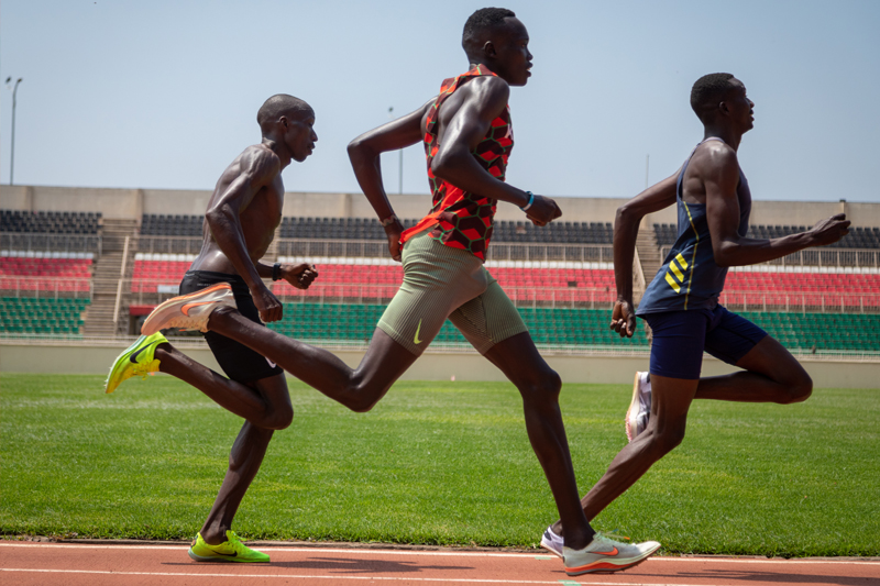 Kenyan athletes training for the Paris 2024 Olympics.